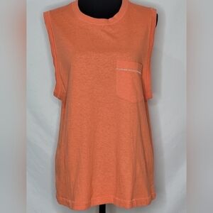 Everlane Sleeveless Orange Crew Neck Muscle T-shirt with Pocket - Size L